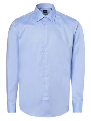 Zdjęcie produktu BOSS Koszula męska łatwa w prasowaniu Mężczyźni Regular Fit Bawełna niebieski wypukły wzór tkaniny,