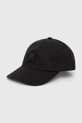 Zdjęcie produktu Boss Orange czapka z daszkiem bawełniana kolor czarny z aplikacją