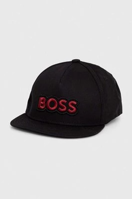 Zdjęcie produktu Boss Orange czapka z daszkiem bawełniana kolor czarny z aplikacją