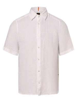 Zdjęcie produktu BOSS Orange Męska koszula lniana - Rash_2 Mężczyźni Regular Fit len biały jednolity,