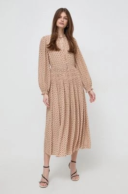 Zdjęcie produktu BOSS sukienka kolor beżowy midi rozkloszowana 50512139
