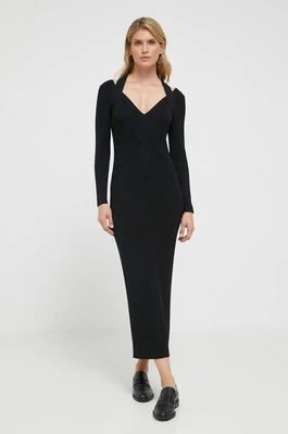 Zdjęcie produktu BOSS sukienka kolor czarny maxi dopasowana