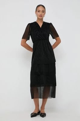 Zdjęcie produktu BOSS sukienka kolor czarny maxi prosta