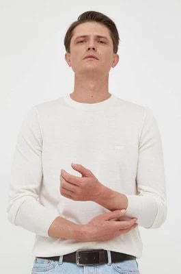 Zdjęcie produktu BOSS sweter wełniany męski kolor beżowy
