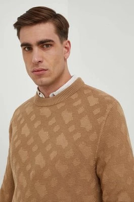 Zdjęcie produktu BOSS sweter wełniany męski kolor beżowy lekki 50506033