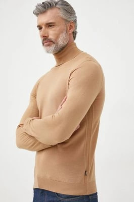 Zdjęcie produktu BOSS sweter wełniany męski kolor beżowy lekki z golferm 50468262