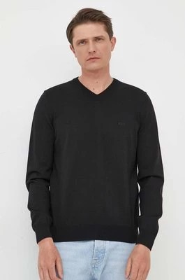 Zdjęcie produktu BOSS sweter wełniany męski kolor czarny lekki