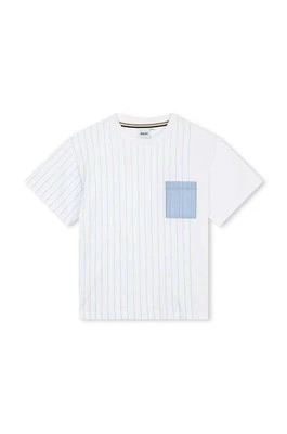 Zdjęcie produktu BOSS t-shirt bawełniany dziecięcy kolor biały wzorzysty