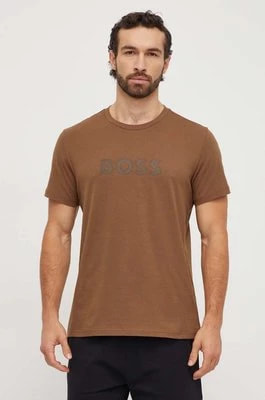Zdjęcie produktu BOSS t-shirt bawełniany męski kolor brązowy z nadrukiem