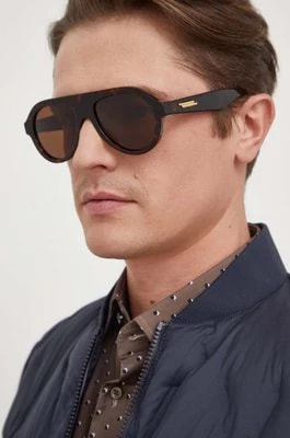 Zdjęcie produktu Bottega Veneta okulary przeciwsłoneczne męskie kolor brązowy