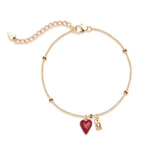 Zdjęcie produktu Bransoletka srebrna pozłacana pokryta emalią - serce - Queen of Hearts Queen of Hearts - Biżuteria YES