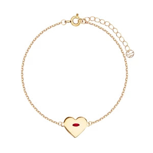 Zdjęcie produktu Bransoletka srebrna pozłacana ze sznurkiem - serce - Hearts Hearts - Biżuteria YES