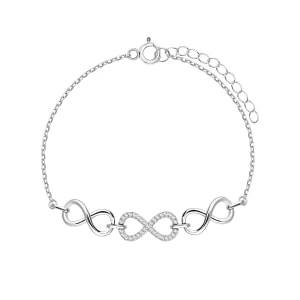 Zdjęcie produktu Bransoletka srebrna z cyrkoniami - nieskończoność - Sempre Sempre - Biżuteria YES