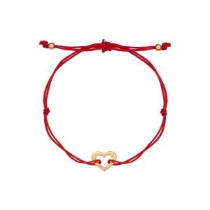 Zdjęcie produktu Bransoletka złota na czerwonym sznurku - serce - Hippie Hippie - Biżuteria YES