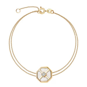 Zdjęcie produktu Bransoletka złota z masą perłową i cyrkoniami - Art Deco Art Deco - Biżuteria YES