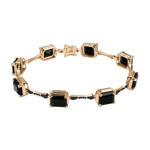 Zdjęcie produktu Bransoletka złota z onyksami i czarnymi diamentami - Midnight Midnight - Biżuteria YES