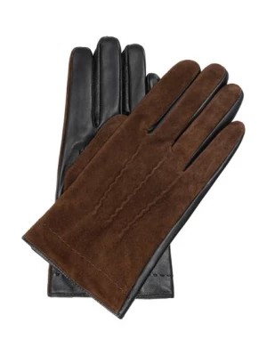 Zdjęcie produktu Brązowe ocieplane skórzane rękawiczki męskie OCHNIK