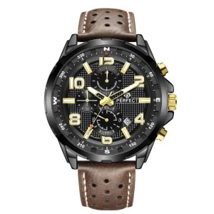 Zdjęcie produktu Brązowy zegarek męski pasek duży solidny Perfect CH05L czarny Merg