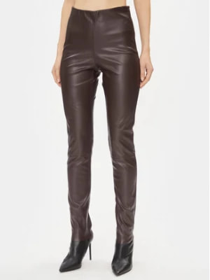 Zdjęcie produktu Bruuns Bazaar Spodnie z imitacji skóry Christa BBW3601 Brązowy Slim Fit