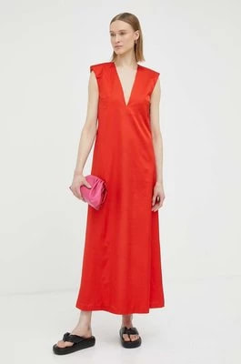 Zdjęcie produktu By Malene Birger sukienka wełniana kolor czerwony maxi rozkloszowana