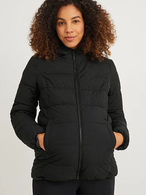 Zdjęcie produktu C&A Ciążowa kurtka pikowana z kapturem i wstawką na niemowlę, Czarny, Rozmiar: 40