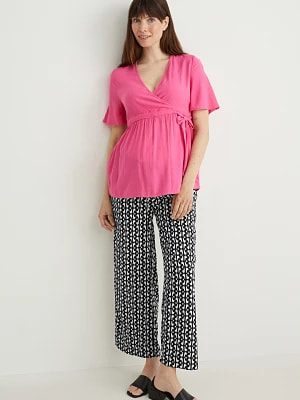 Zdjęcie produktu C&A Spodnie ciążowe-palazzo-ze wzorem, Czarny, Rozmiar: 34