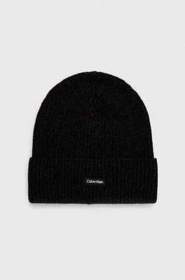 Zdjęcie produktu Calvin Klein czapka wełniana kolor czarny wełniana