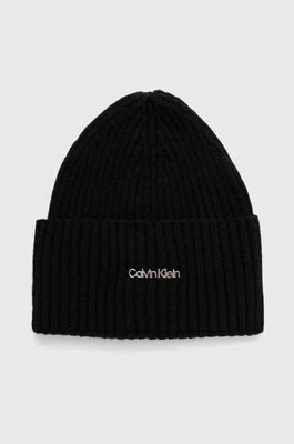 Zdjęcie produktu Calvin Klein czapka z domieszką wełny kolor czarny