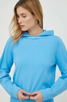 Zdjęcie produktu Calvin Klein Jeans bluza damska kolor niebieski z kapturem z aplikacją