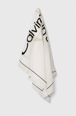 Zdjęcie produktu Calvin Klein Jeans chusta bawełniana kolor biały z nadrukiem