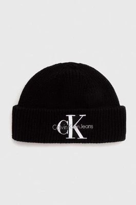 Zdjęcie produktu Calvin Klein Jeans czapka bawełniana kolor czarny z grubej dzianiny bawełniana