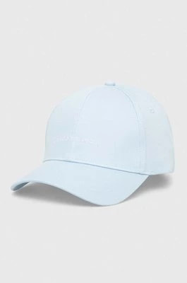 Zdjęcie produktu Calvin Klein Jeans czapka z daszkiem bawełniana kolor niebieski z aplikacją