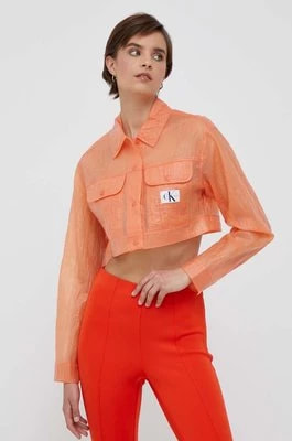 Zdjęcie produktu Calvin Klein Jeans kurtka damska kolor pomarańczowy przejściowa