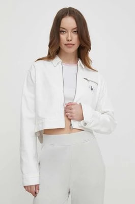 Zdjęcie produktu Calvin Klein Jeans kurtka jeansowa damska kolor biały przejściowa oversize
