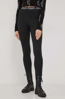 Zdjęcie produktu Calvin Klein Jeans legginsy damskie kolor czarny gładkie