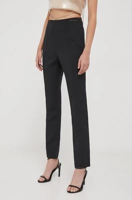 Zdjęcie produktu Calvin Klein Jeans spodnie damskie kolor czarny dopasowane high waist