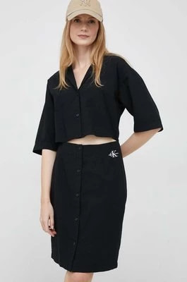 Zdjęcie produktu Calvin Klein Jeans sukienka bawełniana kolor czarny mini prosta