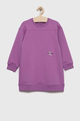 Zdjęcie produktu Calvin Klein Jeans sukienka dziecięca kolor fioletowy mini prosta