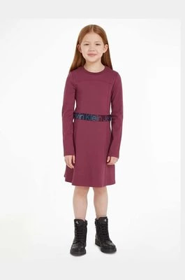 Zdjęcie produktu Calvin Klein Jeans sukienka dziecięca kolor fioletowy mini rozkloszowana