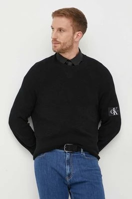 Zdjęcie produktu Calvin Klein Jeans sweter wełniany męski kolor czarny lekki