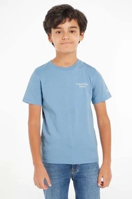 Zdjęcie produktu Calvin Klein Jeans t-shirt bawełniany dziecięcy kolor niebieski gładki