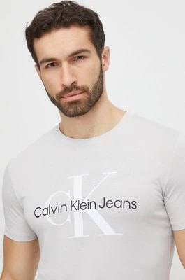 Zdjęcie produktu Calvin Klein Jeans t-shirt bawełniany kolor szary z nadrukiem