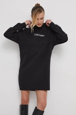 Zdjęcie produktu Calvin Klein sukienka bawełniana kolor czarny mini oversize
