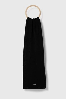 Zdjęcie produktu Calvin Klein szalik wełniany kolor czarny melanżowy