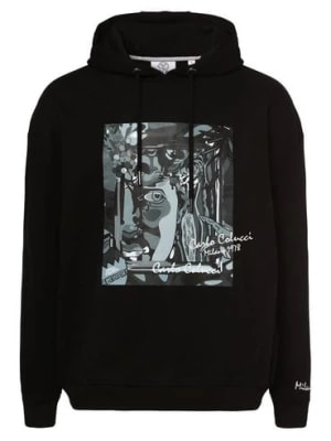 Zdjęcie produktu Carlo Colucci Męska bluza z kapturem Mężczyźni Bawełna czarny nadruk,