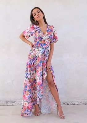 Zdjęcie produktu Carole - Kopertowa sukienka z asymetrią w Kwiaty MOSQUITO