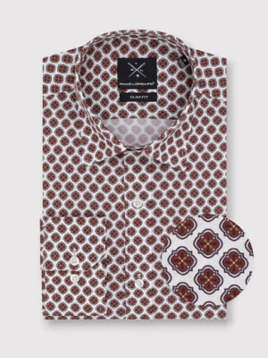 Zdjęcie produktu Casualowa koszula męska w brązowy wzór Pako Lorente