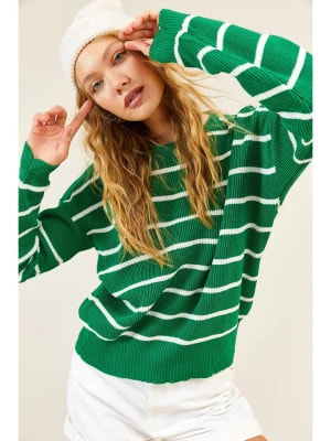 Zdjęcie produktu Chezalou Sweter w kolorze zielono-białym rozmiar: onesize