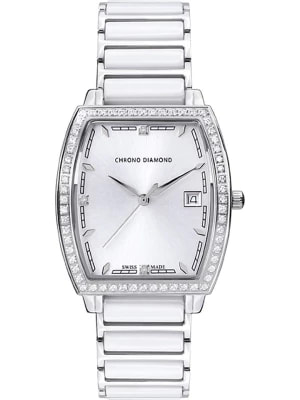Zdjęcie produktu Chrono Diamond Zegarek kwarcowy "Leandra" w kolorze srebrno-białym rozmiar: onesize