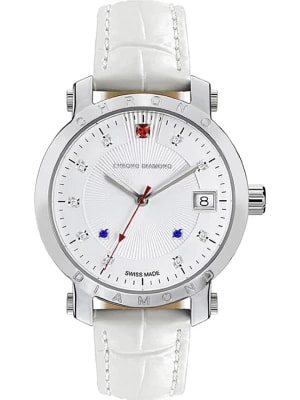 Zdjęcie produktu Chrono Diamond Zegarek kwarcowy "Nesta" w kolorze srebrno-białym rozmiar: onesize